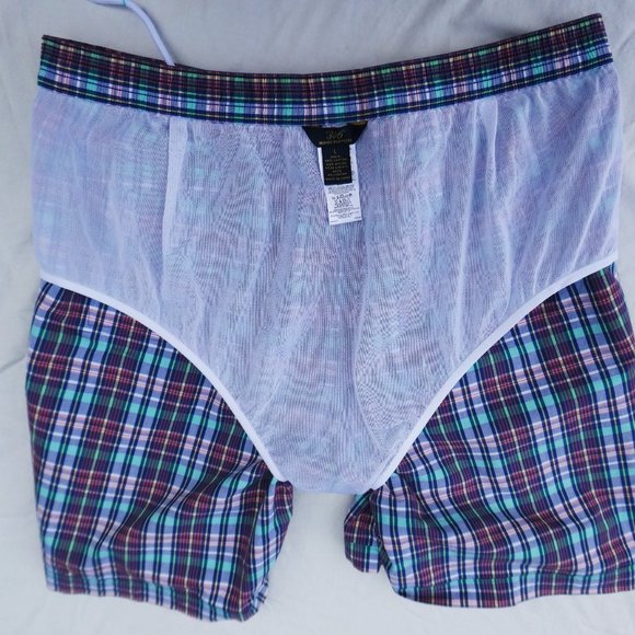 Brooks Brothers 346 Swim Trunks Shorts Plaid Mesh Liner Pockets Logo L 8inch - Picture 7 of 8